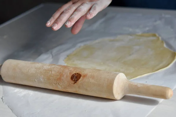 Instrucciones Para Hacer Pastel Napoleón Soplado Casa Paso Cinco Rodar —  Fotos de Stock