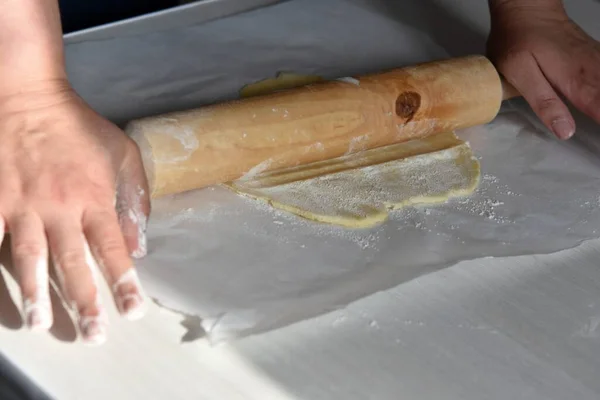 Instrucciones Para Hacer Pastel Napoleón Soplado Casa Paso Cinco Rodar — Foto de Stock