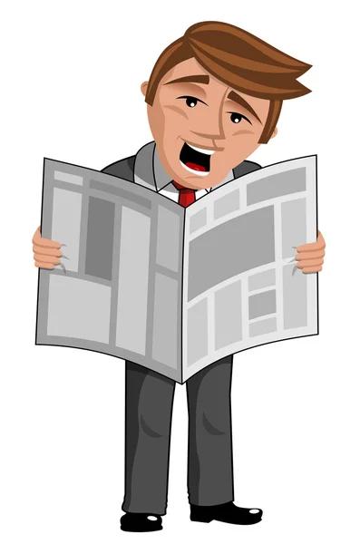 Besorgter Geschäftsmann liest Zeitung — Stockvektor
