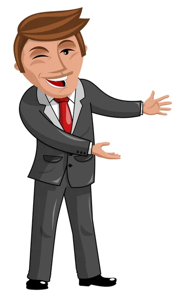 Proud Cartoon Businessman presenting — Stockfoto