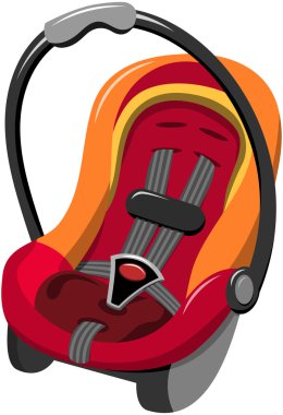 Baby Car Seat with five point safety harness and carrying handle isolated clipart