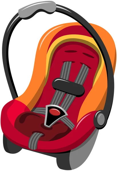 Baby Car Seat with five point safety harness and carrying handle isolated — Stock Vector