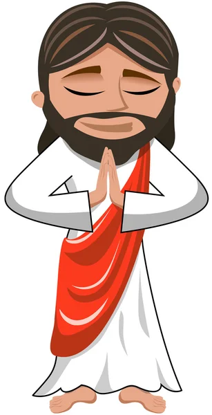 卡通耶稣祷告孤立 — 图库矢量图片