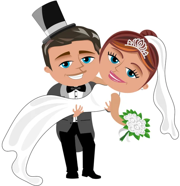 Happy Just Married Couple Isolated — Stock Vector