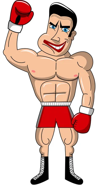 Angry boxer showing muscles isolated — Stock Vector