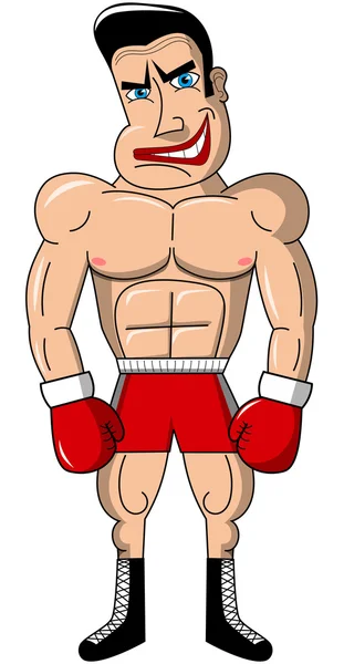 Mad cartoon boxer standing isolated — Stock Vector