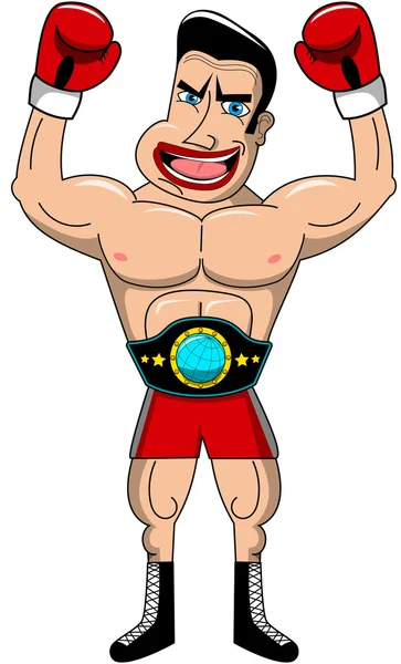 Gritando boxeador ganador aislado — Vector de stock