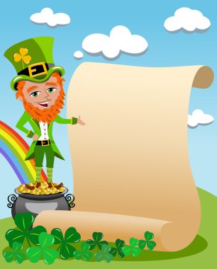St. Patricks veya Saint Patrick çayırda eski parşömen yanındaki