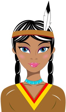 Güzel bir Kızılderili Kızılderili kadın izole portresi