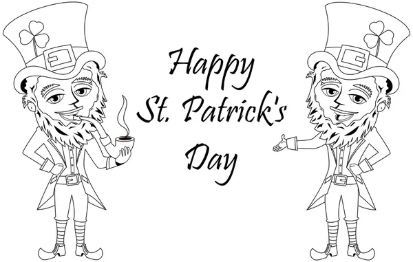 St. Patricks or Saint Patrick smoking pipe for coloring book isolated — Stock Vector