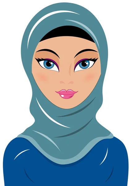 절연 chador 입고 젊은 아랍 여자의 초상화 — 스톡 벡터