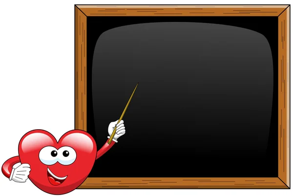 Cartoon coeur enseignant tableau noir — Image vectorielle