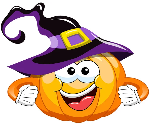 Kreslený halloween dýně čarodějnice klobouk — Stockový vektor