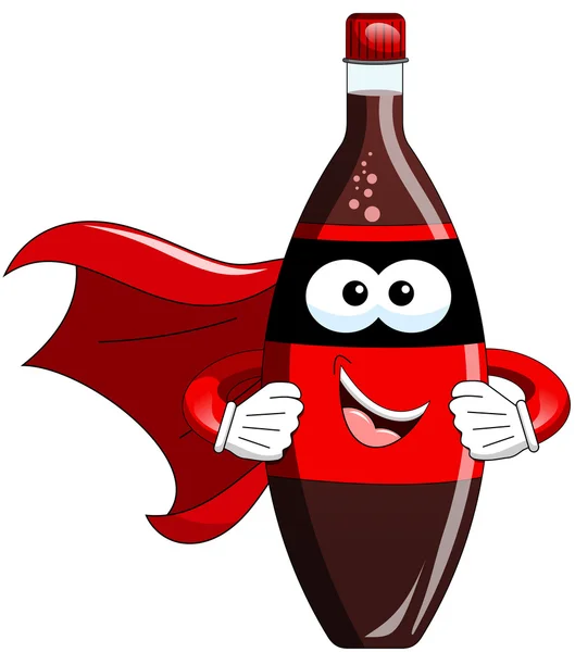 Enmascarado botella de dibujos animados superhéroe aislado — Vector de stock