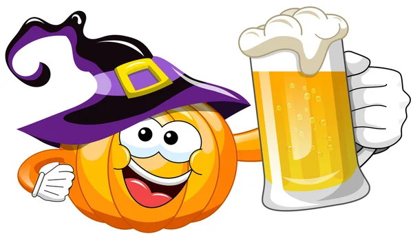 Karikatura halloween dýně pivo — Stockový vektor