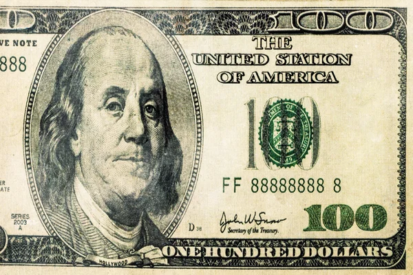 100 dólares dólar nota Bill Closeup ISolated — Fotografia de Stock