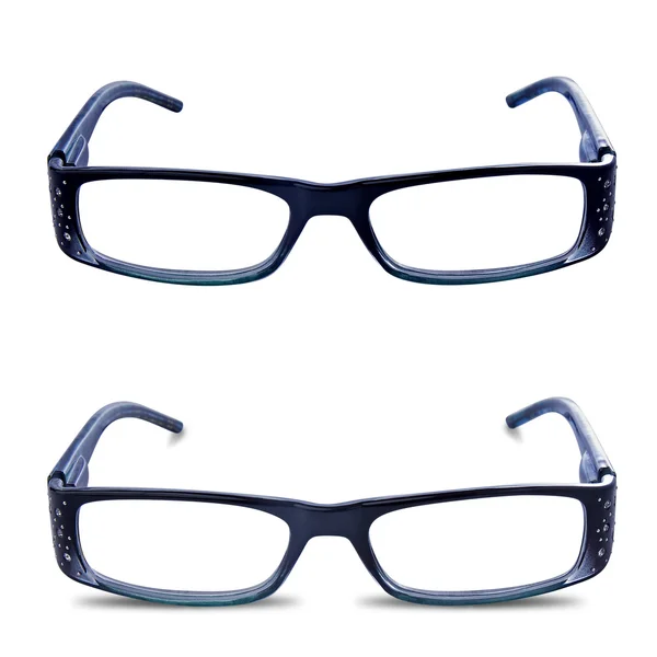 Two front views of glasses isolated and with shadow — Stock Photo, Image