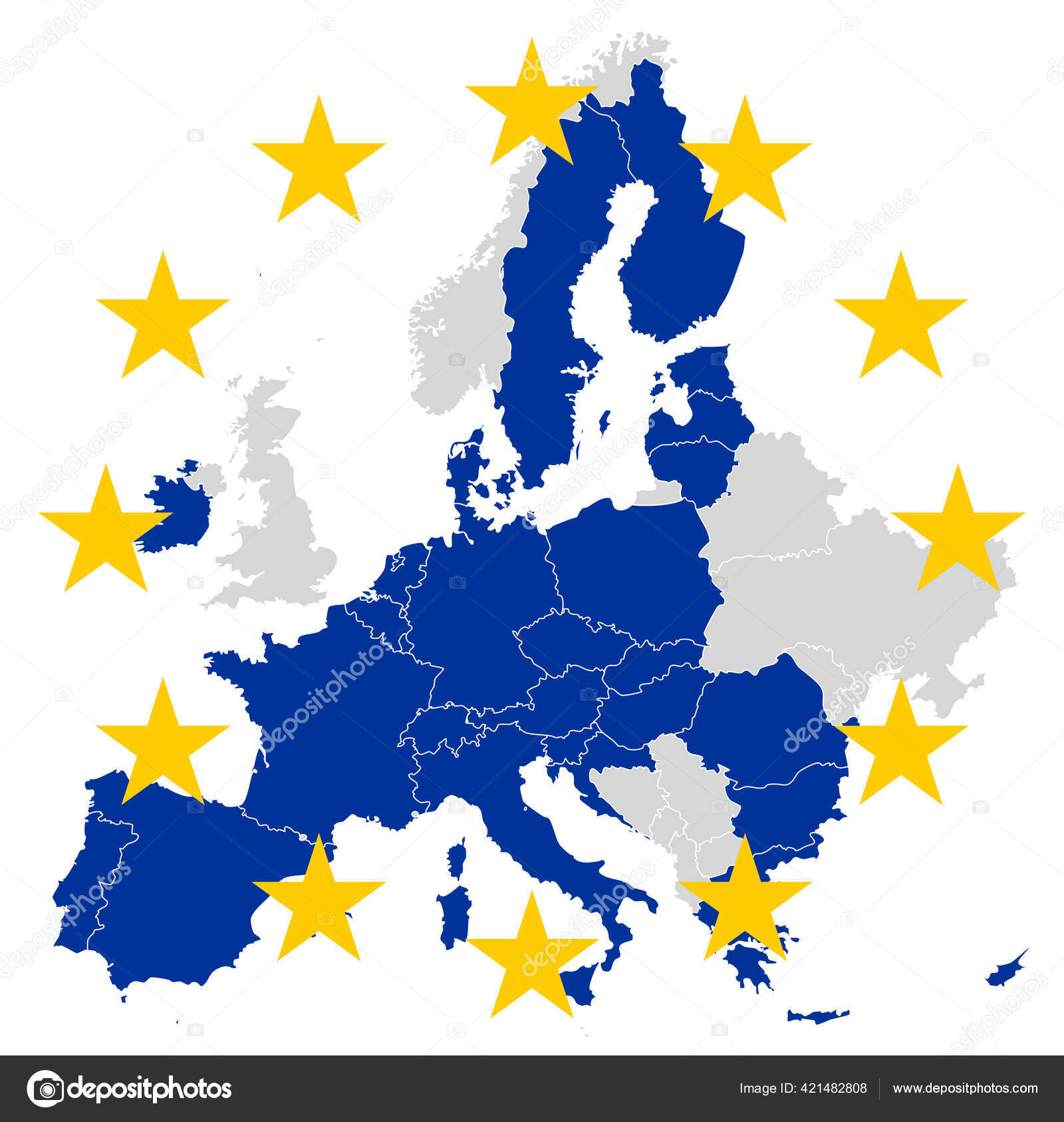 Europäische Union Europa Karte Nationen Mitgliedsstaaten Länder