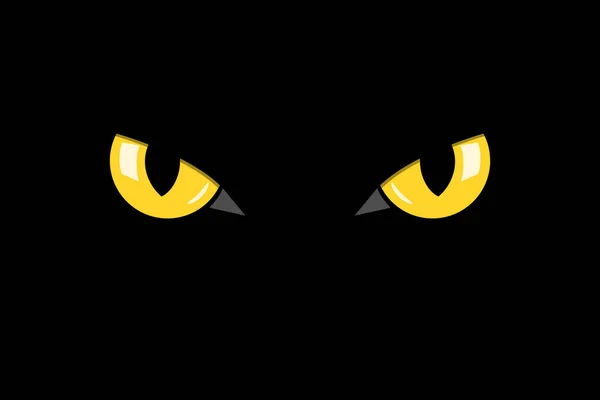 Gros Plan Yeux Chat Chat Noir Dans Nuit Noire Illustration — Image vectorielle