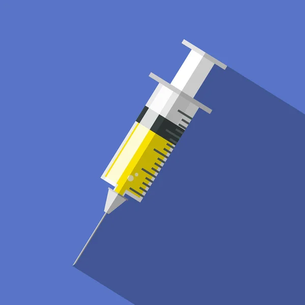 带有黄色液体背景矢量图解分离的医用注射器 — 图库矢量图片