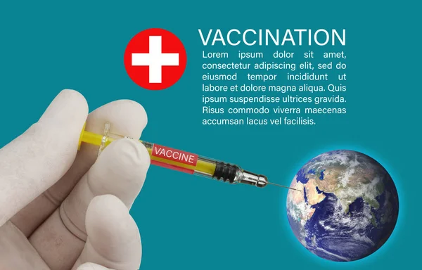 Mão Médico Luva Médica Látex Borracha Dando Seringa Injeção Vacina — Fotografia de Stock