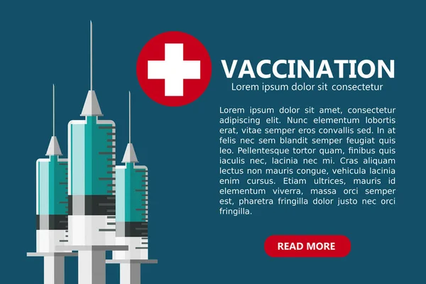 Vaccinatiecampagne Achtergrondgriep Injectiespuit Vaccin Tegen Virus Copyspace Copy Geïsoleerde Vectorillustratie — Stockvector