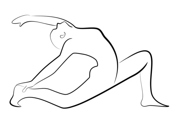 瑜伽素描提出健康身体冥想孤立的病媒 — 图库矢量图片