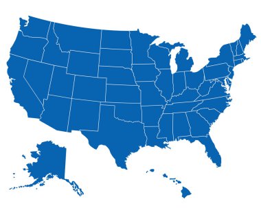 ABD haritasına göre sınır vektör çizimi beyazda izole edilmiş