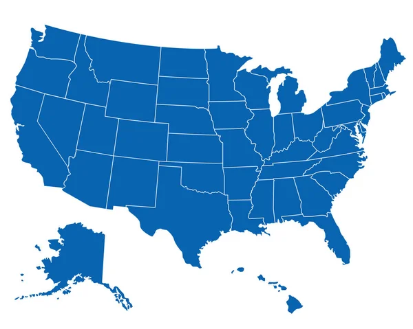 Eua America Map Estados Fronteira Vetor Ilustração Isolado Branco —  Vetores de Stock