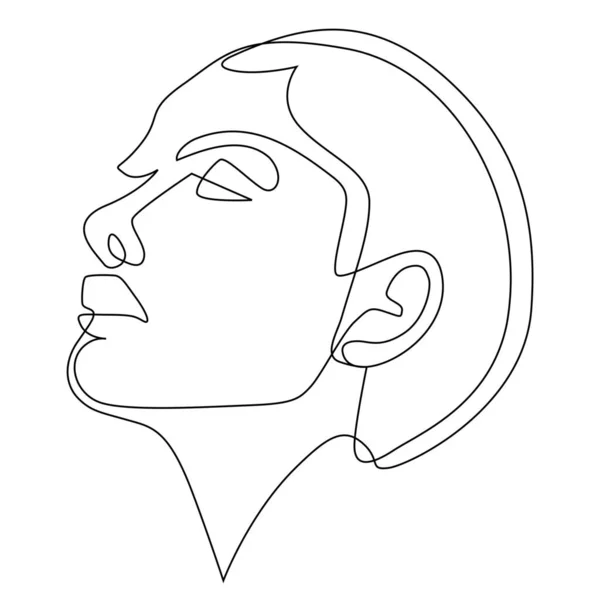 Woman Face Drawing Profile Side View Portrait Made Continuous Line — Stock Vector