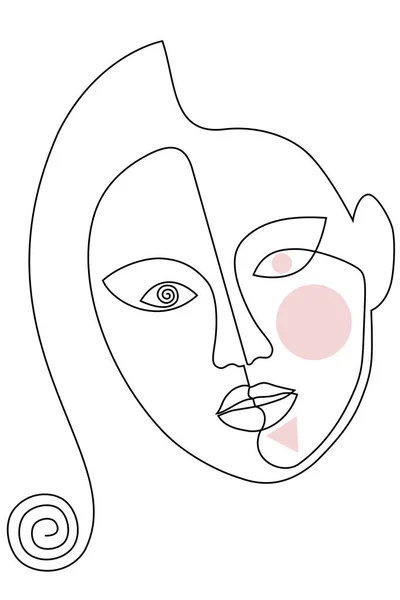 Vrouw Gezicht Tekening Portret Gemaakt Van Continue Lijn Minimalistische Vector — Stockvector