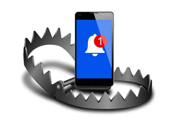 Sociale Media Val Mobiele Telefoon Push Melding Netwrok Internet Concept — Stockfoto