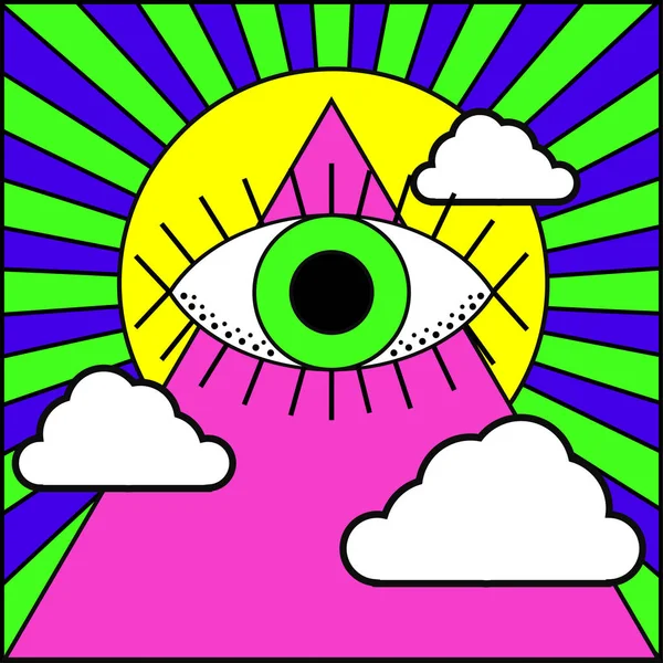 İnsan sembolleri kolaj çağdaş sanat sürrealizm asit renkleri hipnotik arka plan üzerinde