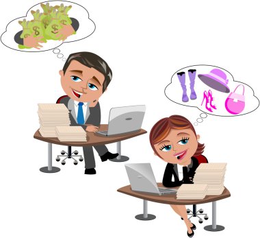 İş adamı ve iş kadını izole hayal