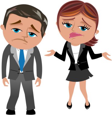 Disappointed Businessman and Businesswoman isolated clipart