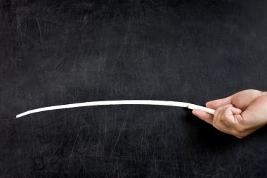 El ile Beyaz tebeşir altı çizili yazı tahtası üzerinde