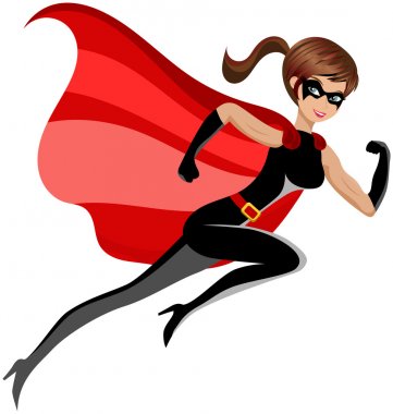 Süper kahraman kadın izole uçan çalıştıran