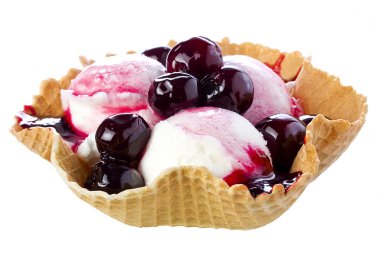 Siyah kiraz dondurma Waffle kase