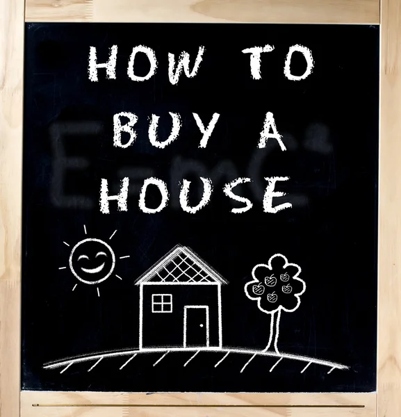 How Buy House on Chalkboard — Stock Photo, Image