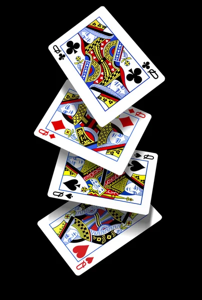 Playing Cards - Falling Queens — Stockfoto