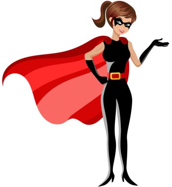 Superhero Woman Presenting isolated clipart