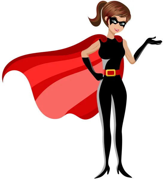 Superhero Woman Presenting isolated — Stock Vector