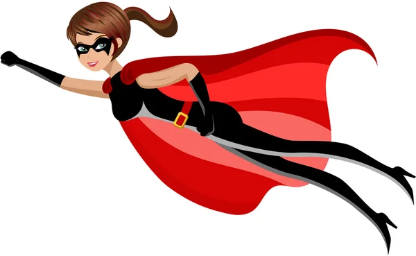 Superhero Woman Flying Isolated — Stock Vector