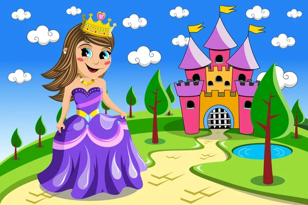 Castillo de hadas princesa niño — Vector de stock