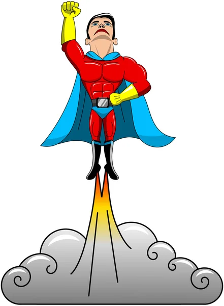 スーパー ヒーローが分離飛行離陸 — ストックベクタ