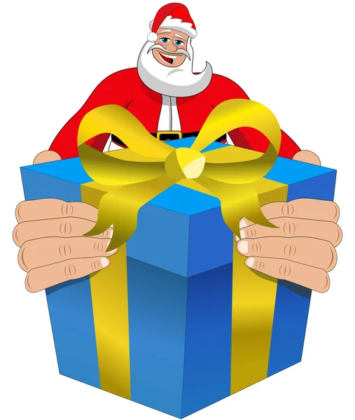 Santa Claus delivering xmas gift isolated — Stock Vector