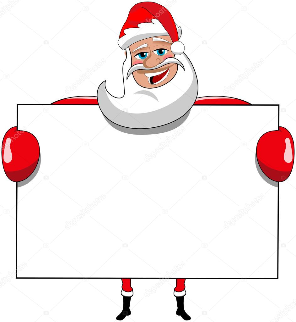 stock illustration santa claus cartoon holding blank