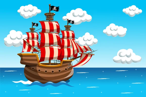 Pirate Vessel Sea Ocean — Stock Vector