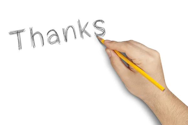 Escritura a mano Gracias con lápiz sobre blanco —  Fotos de Stock