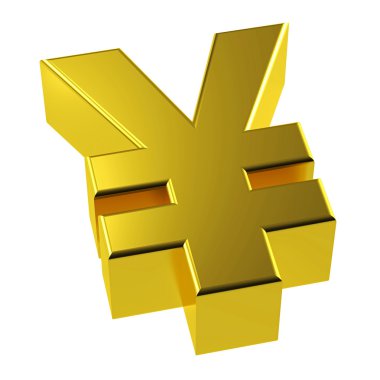 3d illüstrasyon izole altın Yen sembolü şekil